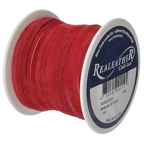 Realeather Silver Creek Leather Co Realeather SOS25-2010 Suede Leather Lace for Crafts and Jewelry Making, 0.125" x 25', Red, 1-Spool - Image 2