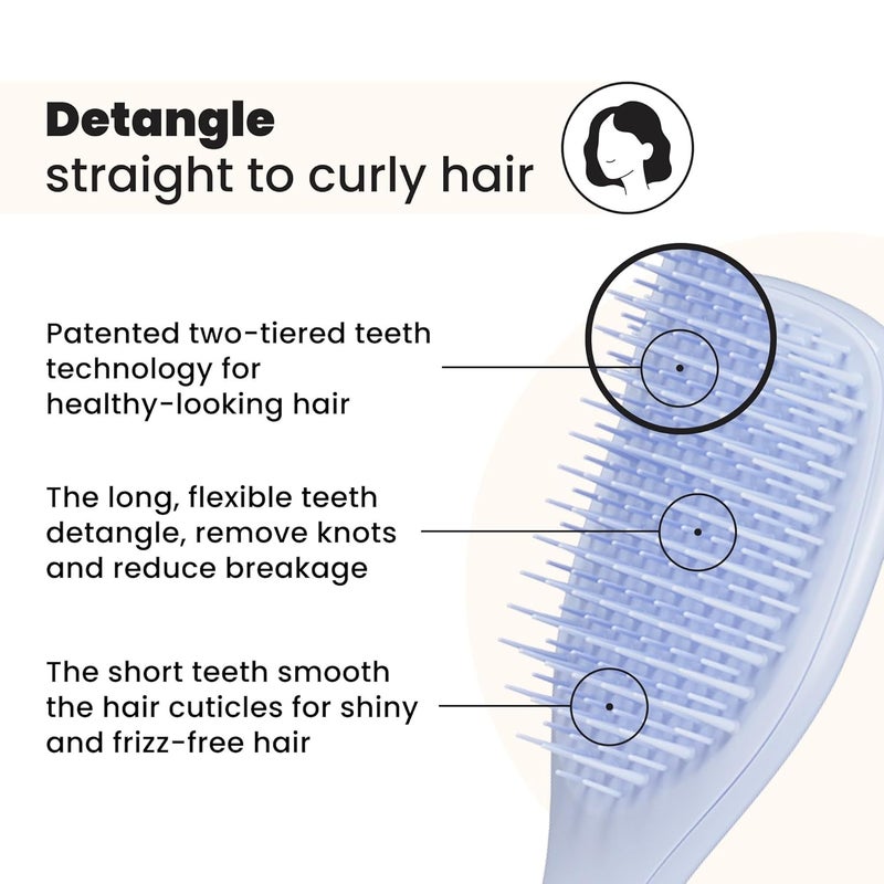 TANGLE TEEZER فرشاة شعر لإزالة التشابك النهائية، تقضي على العقد وتقلل من التكسر، فرشاة شعر صغيرة للسفر، للأيدي الصغيرة وجميع أنواع الشعر، لافندر رقمي - Image 2
