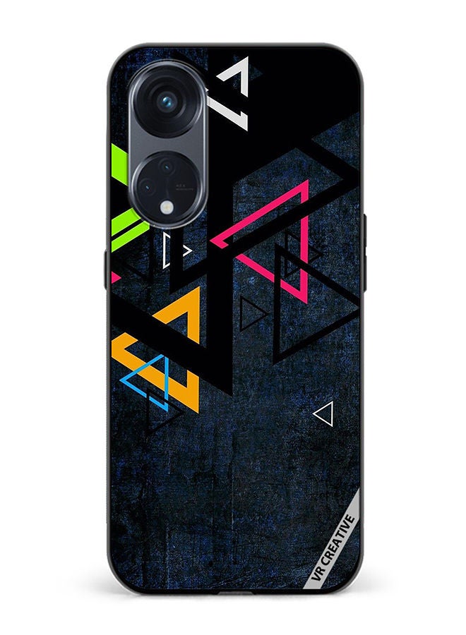 VR CREATIVE Protective Case Cover For Oppo Reno8 T 5G Multiple Triangle Design Multicolour - Image 1