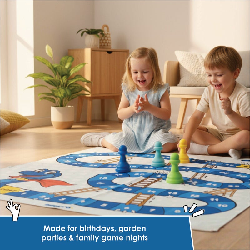 alldoro XXL Giant Snakes and Ladders Board Game | 1.5x1.5m Playing Field | 4 Water-Fillable Figures | XXL Dice | Ground Anchors | Indoor Outdoor Garden Game - Image 4