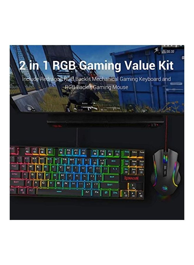 Redragon K552 Tenkeyless Wired Mechanical Gaming Keyboard and Mouse Combo, RGB LED Backlit, With Arrow Key, 7200 DPI Mouse, For Windows PC Gamers, English Layout, Black | K552-RGB-BA - Image 5