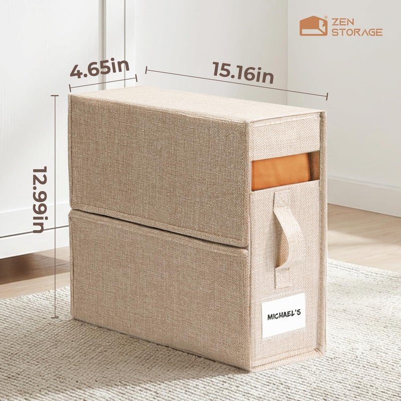 ZenStorage 4 Pack Sheet Storage Organizer (King & Queen Size) with handle, Foldable Sheet Set Organizer for Linen Closet, Sheet Organizer for Blanket, Coverlet and Towel, Beige - Image 3
