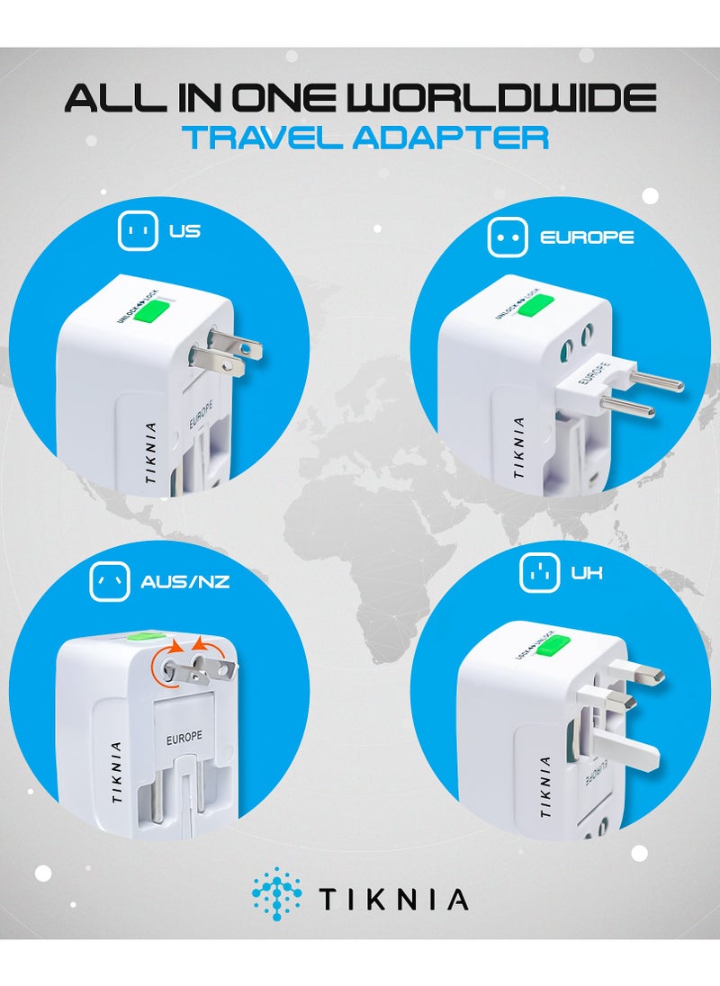 TIKNIA - Travel Adapter, Worldwide All in One European Universal Adaptor, International Wall Charger Plug (Without USB PORT) for Asia Europe UK AUS and USA - Image 1