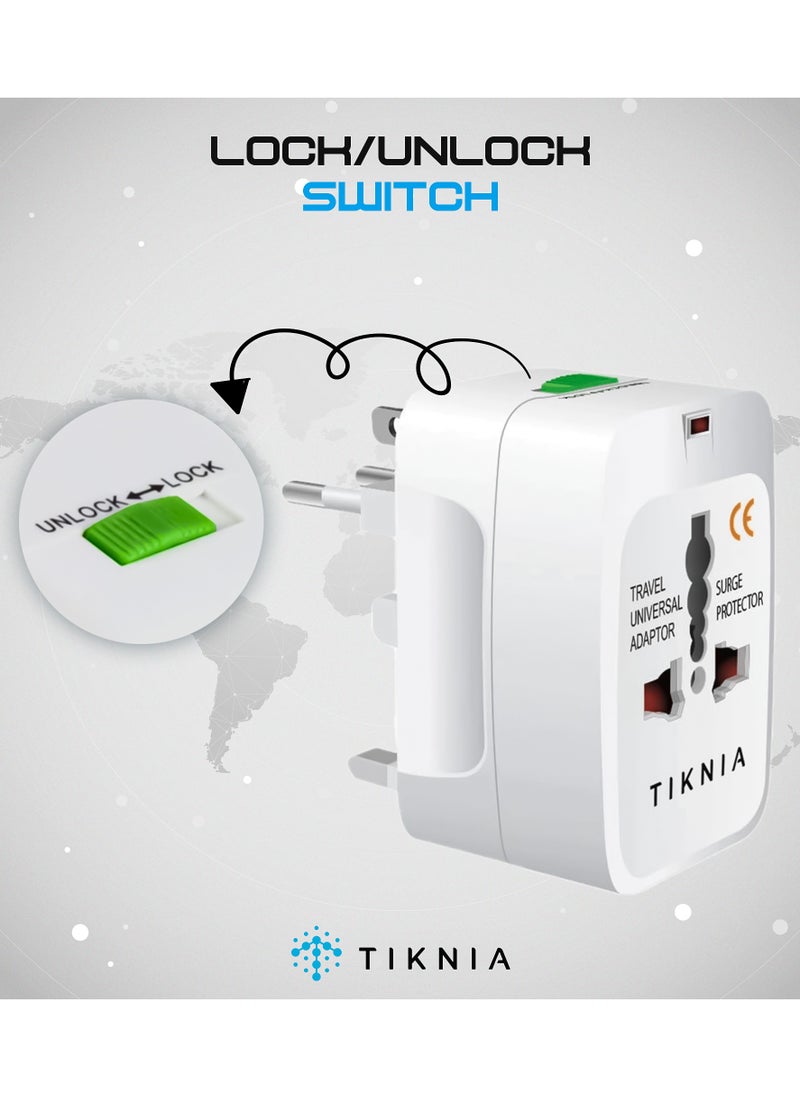 TIKNIA - Travel Adapter, Worldwide All in One European Universal Adaptor, International Wall Charger Plug (Without USB PORT) for Asia Europe UK AUS and USA - Image 1
