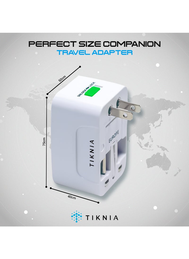 TIKNIA - Travel Adapter, Worldwide All in One European Universal Adaptor, International Wall Charger Plug (Without USB PORT) for Asia Europe UK AUS and USA - Image 1