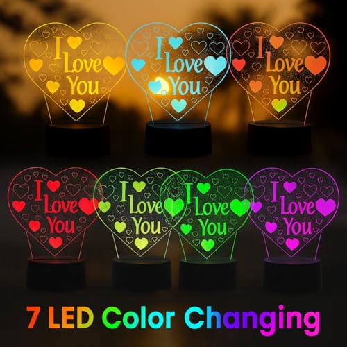 royalkart 3D Illusion Heart Lamp | I Love You Engraved LED Night Lamps | Anniversary Gift for Wife, Girlfriend, Boyfriend, Husband | Wedding Gifts for Couple, Acrylic, Transparent - Image 5