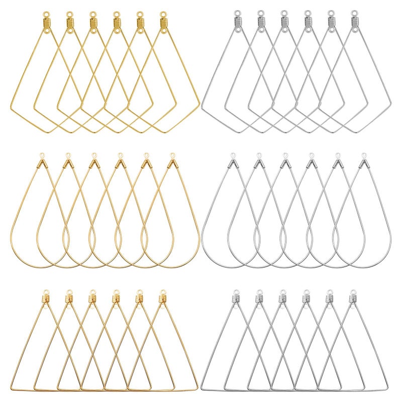 120Pcs Beading Hoop Earrings for Jewelry MakingTriangle Beading Earrings Hoop Bulk Jewelry Making Beadings Supplies Teardrop Rhombus Geometric Earring Hoops for DIY Craft EarringGold KWhite K