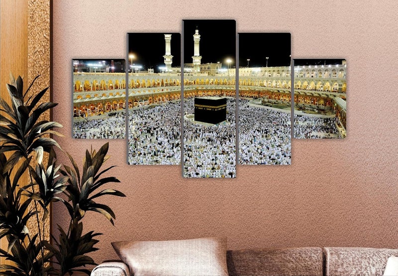 SAF paintings allah Paintings for Living Room | Painting for Wall Decoration | 3D Wall Art for Bedroom | Islamic Religious Wall Painting Set of 5 (127 x 76 cms) SANFBL32286 - Image 3