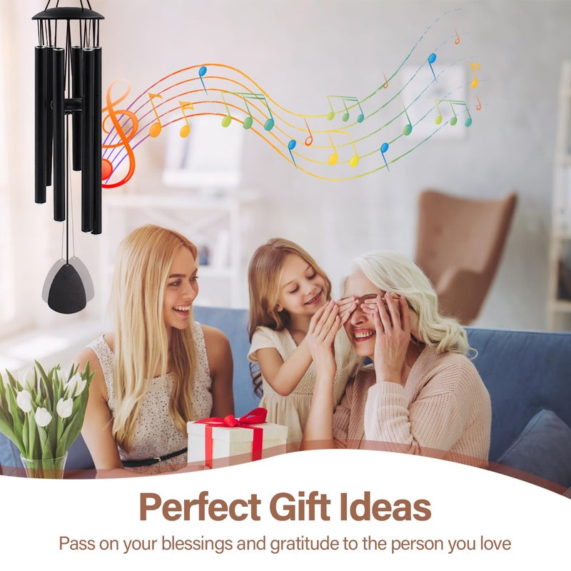 MFEESYOB Wind Chimes for Outside, Large Aluminum Wind Chimes â€“ Deep Tones & Soothing Melodies Ideal for Garden, Patio Decor, and Memorial Wind Chimes for Loss of Loved One (32'' Black) - Image 3