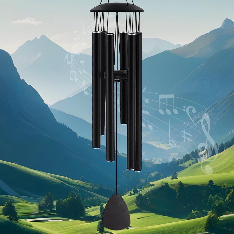 MFEESYOB Wind Chimes for Outside, Large Aluminum Wind Chimes â€“ Deep Tones & Soothing Melodies Ideal for Garden, Patio Decor, and Memorial Wind Chimes for Loss of Loved One (32'' Black) - Image 1