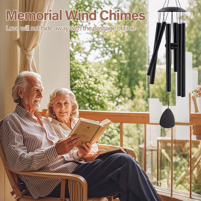 MFEESYOB Wind Chimes for Outside, Large Aluminum Wind Chimes â€“ Deep Tones & Soothing Melodies Ideal for Garden, Patio Decor, and Memorial Wind Chimes for Loss of Loved One (32'' Black) - Image 4