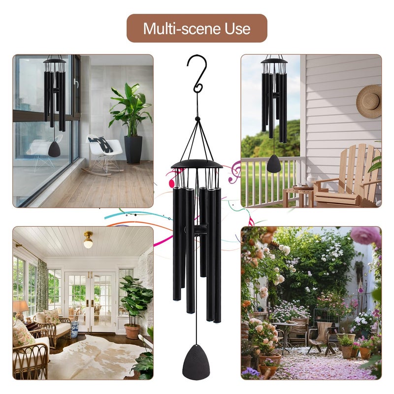 MFEESYOB Wind Chimes for Outside, Large Aluminum Wind Chimes â€“ Deep Tones & Soothing Melodies Ideal for Garden, Patio Decor, and Memorial Wind Chimes for Loss of Loved One (32'' Black) - Image 5