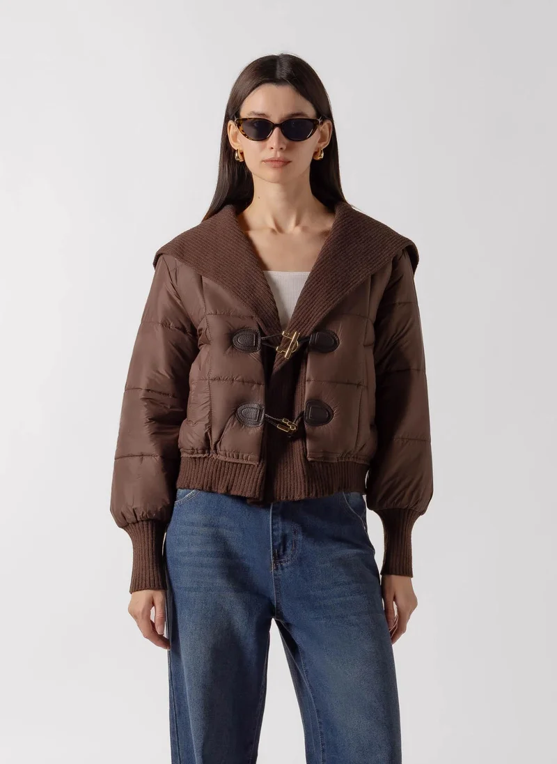 KNIT COLLAR TOGGLE PUFFER