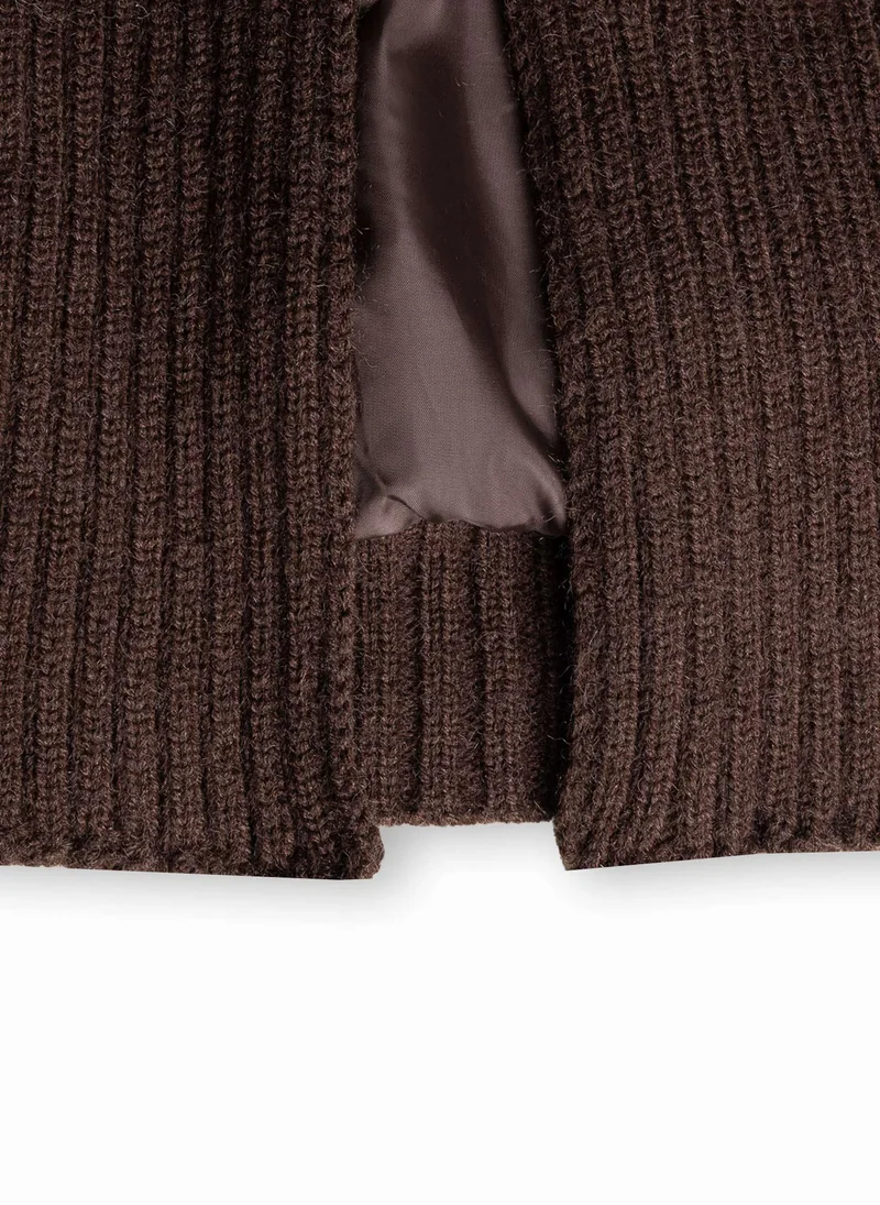 Shapes BROWN KNIT COLLAR TOGGLE PUFFER for Women | Best Price UAE