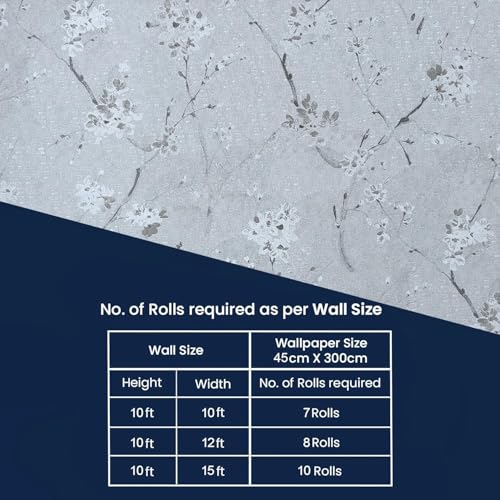 ROSASTELLA Self Adhesive Decorative Peel Stick Waterproof Floral Wallpaper Wall Decor Removable Wall Sticker for Living Room Hall Decoration PVC Vinyl DIY Wall Stickers 45x304cm (Grey Cherry) - Image 5
