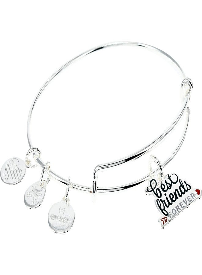 Alex and Ani Occasions Expandable Bangle for Women, Best Friends Forever Charm, Shiny Silver Finish, 2 to 3.5 in, One Size (A21EBBFFSS)