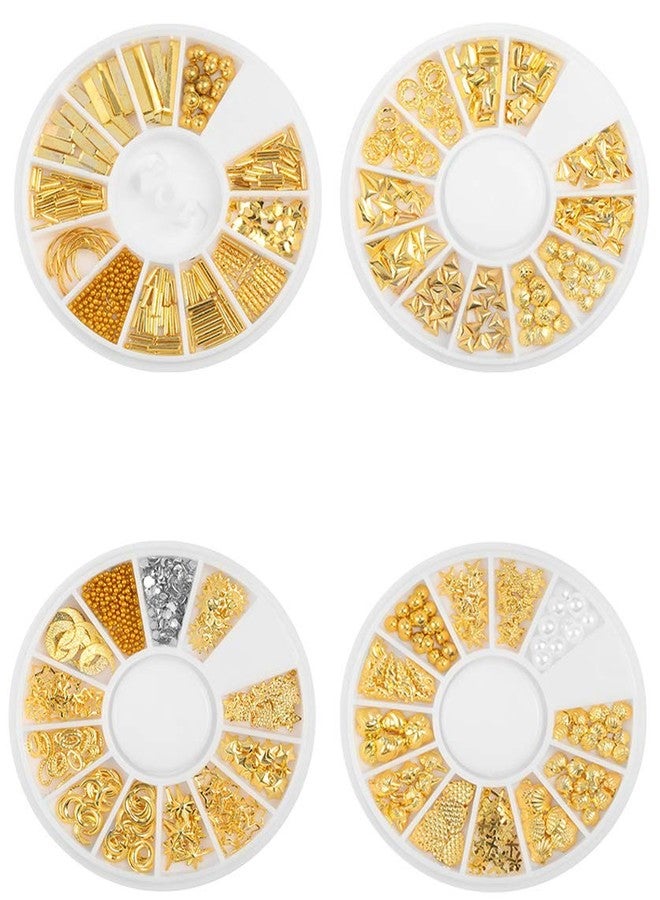 يس ليدي أحجار كريمة ذهبية ثلاثية الأبعاد لتزيين الأظافر من YesLady، بتصميم بانك، مع 10 أحجار كريمة دائرية. - Image 2