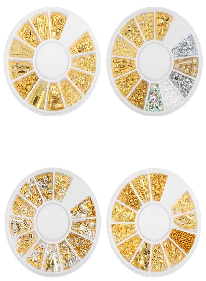 يس ليدي أحجار كريمة ذهبية ثلاثية الأبعاد لتزيين الأظافر من YesLady، بتصميم بانك، مع 10 أحجار كريمة دائرية. - Image 3