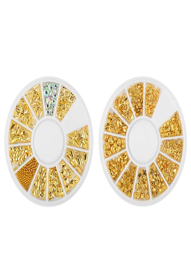 يس ليدي أحجار كريمة ذهبية ثلاثية الأبعاد لتزيين الأظافر من YesLady، بتصميم بانك، مع 10 أحجار كريمة دائرية. - Image 4