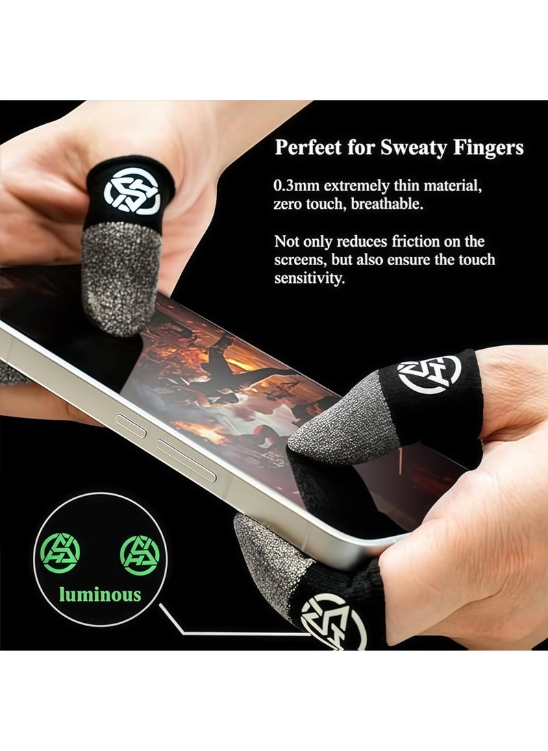 Leon Home A box of four anti-slip gaming finger sleeves, mobile gaming finger sleeves with metal storage box, 100% visible silver fiber, moderate pressure/breathable/sweat-proof (silver black)  - Image 3