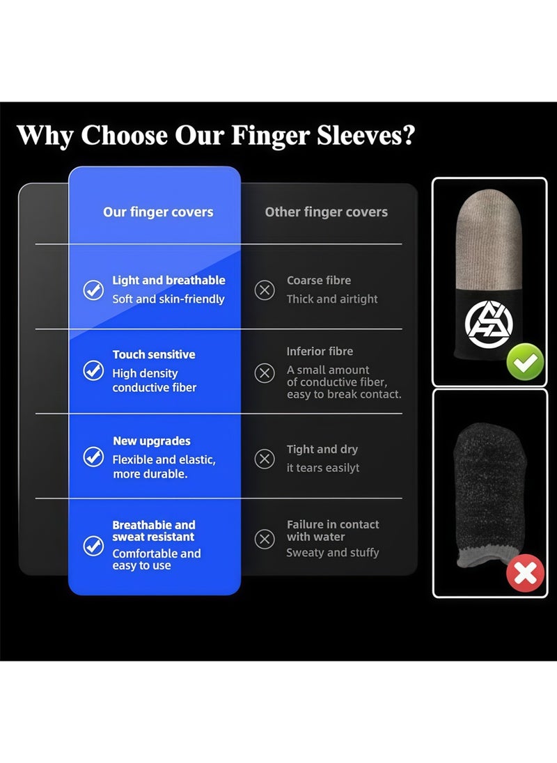 Leon Home A box of four anti-slip gaming finger sleeves, mobile gaming finger sleeves with metal storage box, 100% visible silver fiber, moderate pressure/breathable/sweat-proof (silver black)  - Image 2