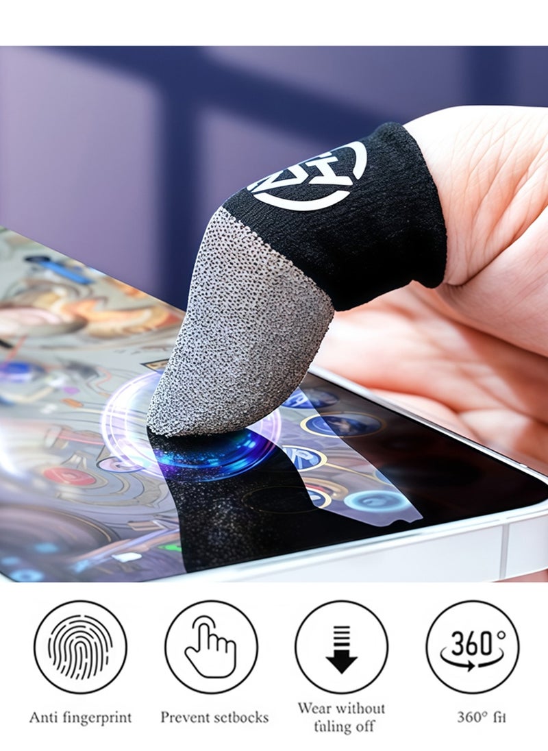 Leon Home A box of four anti-slip gaming finger sleeves, mobile gaming finger sleeves with metal storage box, 100% visible silver fiber, moderate pressure/breathable/sweat-proof (silver black)  - Image 5