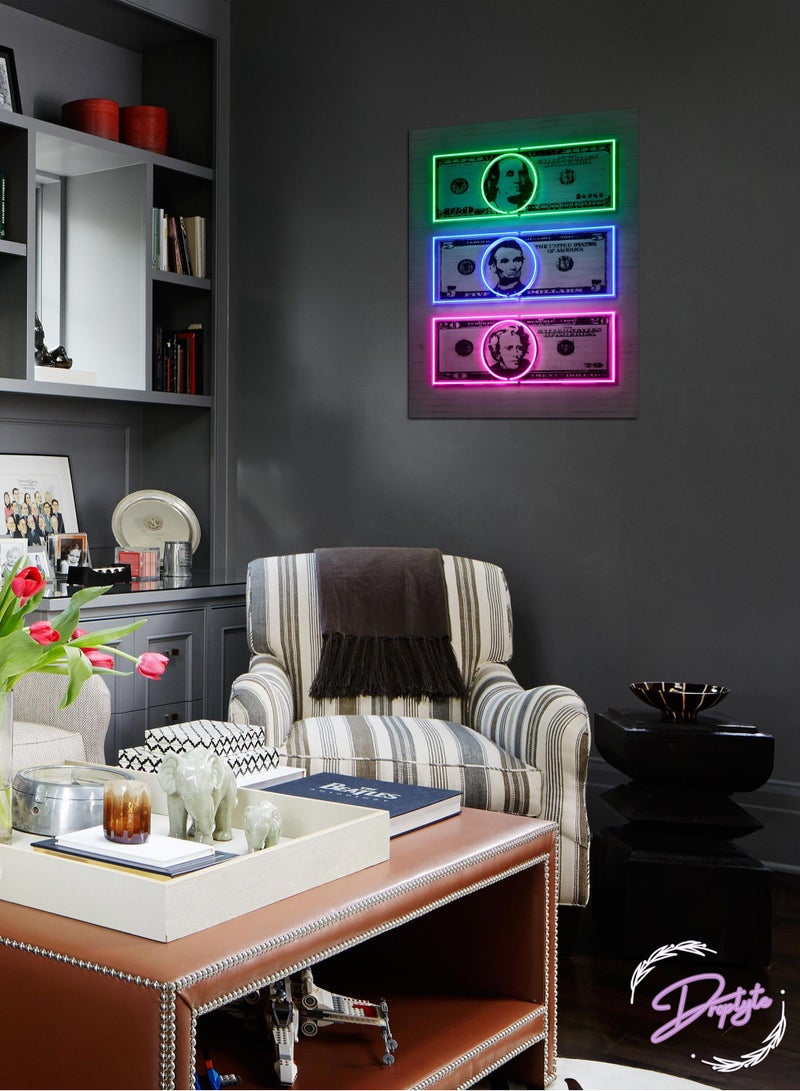 Droplyte Multicolor Dollar Trademark Decorative Wall Art Wall Decor Card Board MDF Home Decor for Living Room, Drawing Room, Office Room and Bedroom 30CM x 40CM - Image 1
