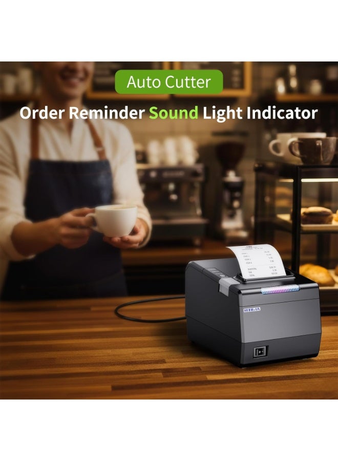 Rongta Kitchen Restaurant POS Printer RP850P, 80mm Thermal Receipts Printer with Auto Cutter, USB Serial Ethernet - Image 3