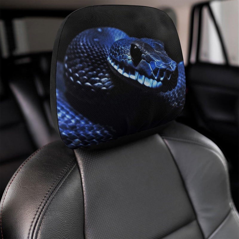 Universal Blue Snake Print Car Headrest Cover 1 PCS Soft Elastic Protector For SUV Truck - Image 5