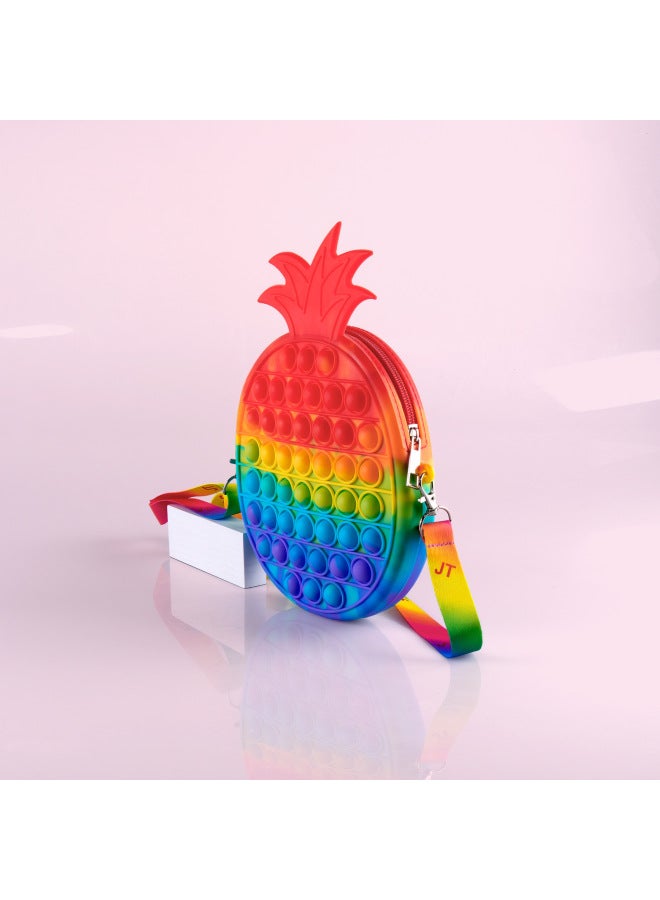 Children's Bag Anti-rodent Pioneer Decompression Toy Silicone Bubble Music Decompression Large Pinch And Press Music Girl Crossbody Bag-Color:Macaron Color PineFor Apple Bag 26*20*3.5 - Image 5