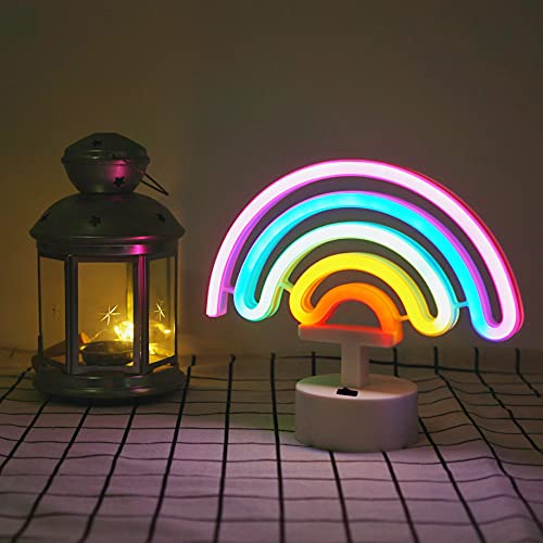 LoveNite Rainbow Neon Sign, Neon Light Decor for Girls’ Room, LED Bedroom Decoration, Battery Operated Table Lamp for Classroom Party - Image 2