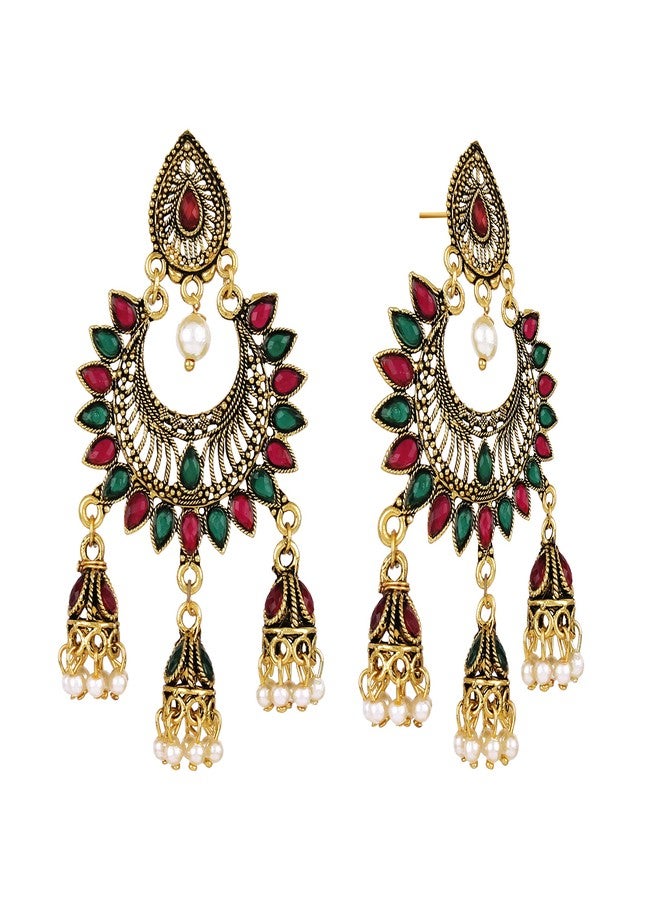 Thrillz Oxidised Wedding Stylish Multi Colour Brass Brass Drops & Danglers - Image 5