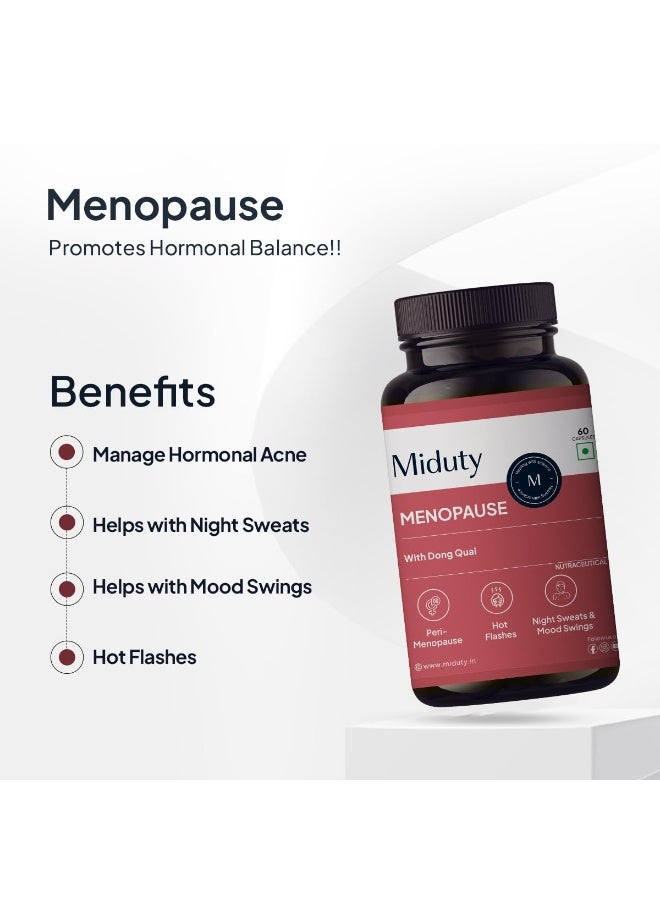 Miduty Menopause Health Supplement - Hormonal Imbalance - Night Sweating - Mood Swings - Bone health - Helps in PMS - 60 Capsules - Image 2