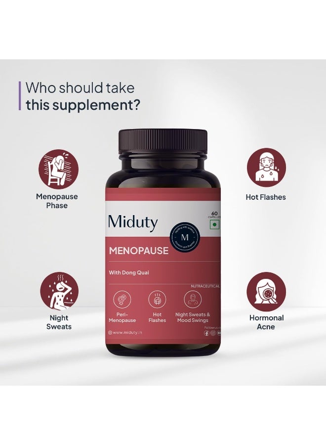 Miduty Menopause Health Supplement - Hormonal Imbalance - Night Sweating - Mood Swings - Bone health - Helps in PMS - 60 Capsules - Image 3