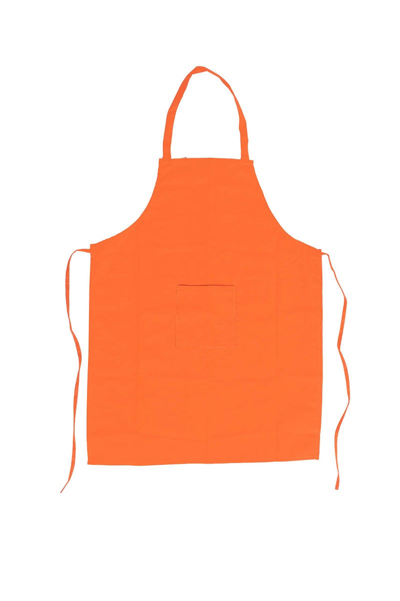Switchon Polyester Plain Free Size Chef's Cooking Bib Apron with One Pockets Kitchen Apron - Orange 23x30 inch (57x77cm) - Image 4