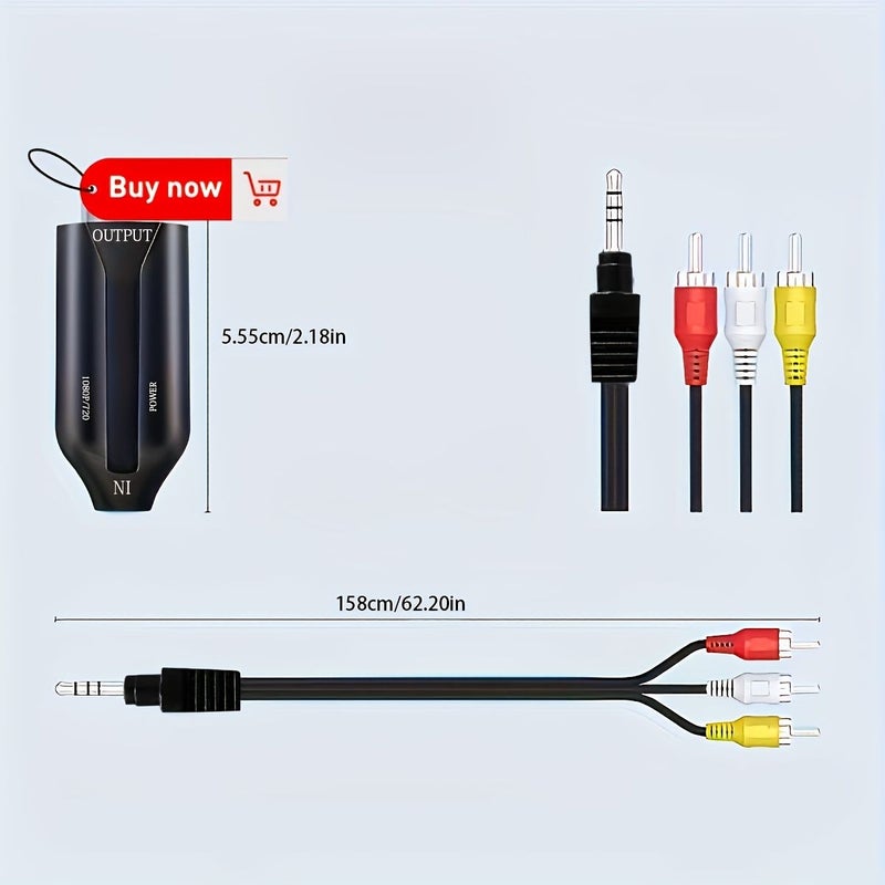 محول RCA إلى HD 1080P، محول الفيديو والصوت المركب AV إلى HDMI للتلفزيون، مشغل DVD، الكمبيوتر، الكمبيوتر المحمول - Image 2