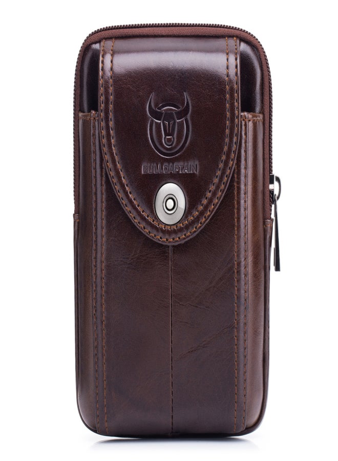 BULLCAPTAIN Men Leather Belt Pouch Waist Bag Fanny Pack Phone Pouch with Belt Loop - Image 1