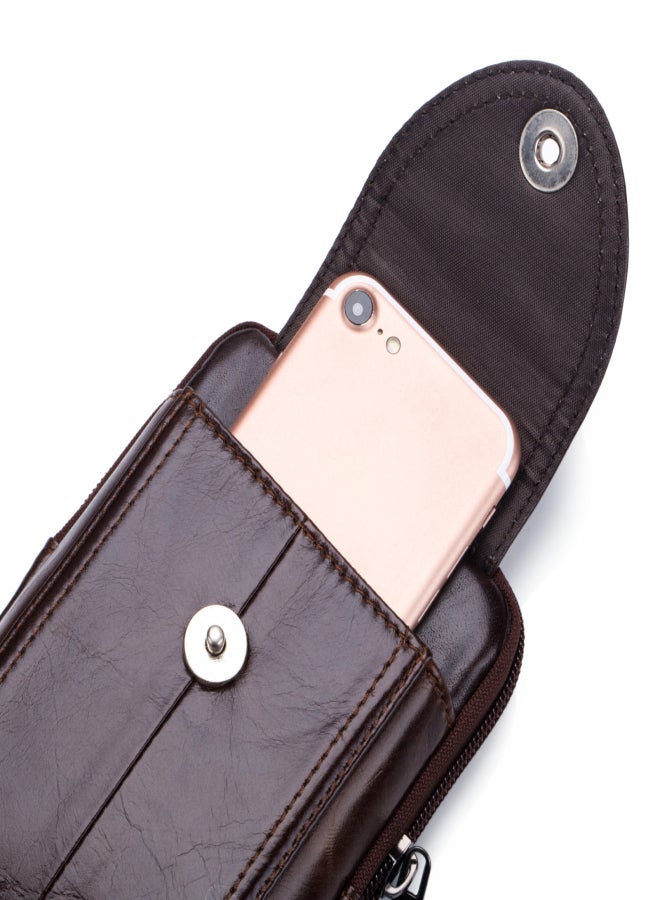 BULLCAPTAIN Men Leather Belt Pouch Waist Bag Fanny Pack Phone Pouch with Belt Loop - Image 2