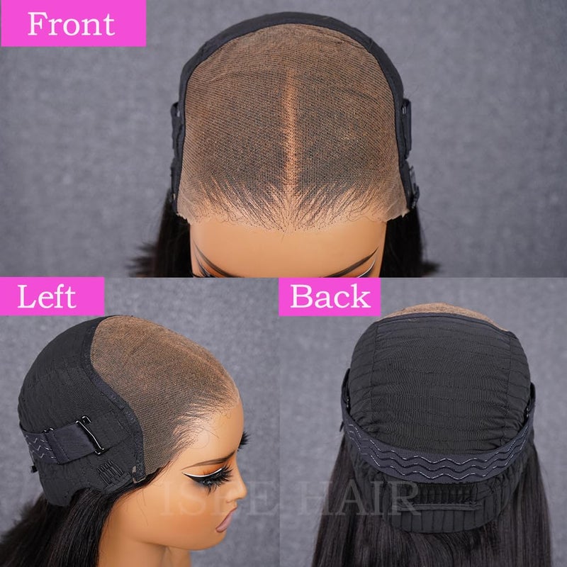 ISEE Hair M Cap 9x6 Bob Wig Human Hair Glueless Wigs Pre Plucked Pre Cut HD Lace Front Glueless Wigs Human Hair 180% Density Short Straight Bob Wigs for Black Women (Yaki Straight, 10 Inch) - Image 5