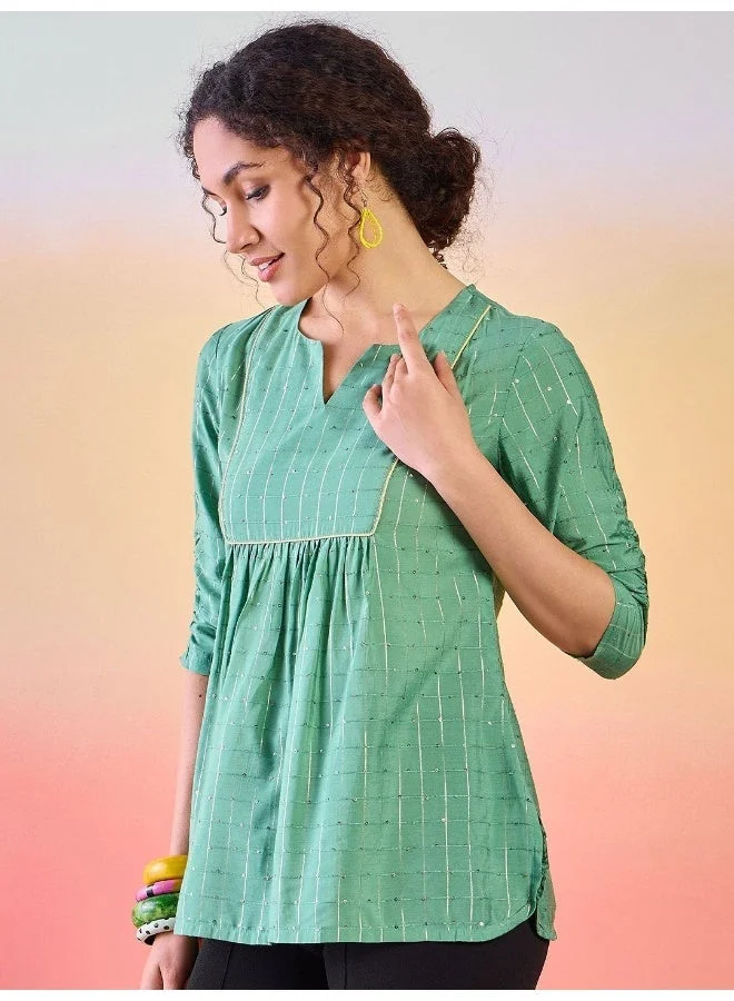 AKS Checked Sequinned Tunic