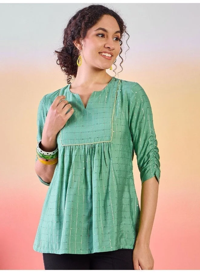 AKS Checked Sequinned Tunic