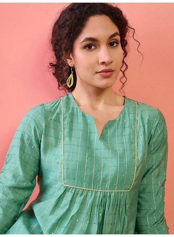 AKS Checked Sequinned Tunic