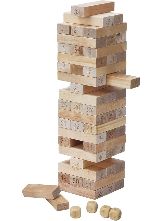 باور جوي مكعبات برج 54 قطعة مع 4 نردات - Image 1