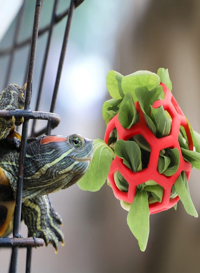 Tirifer Tortoise Treat Ball Toy Hay Feeder Ball Hanging Feeding Grass Ball Fruit Vegetable Feeder Holder Foraging Toy for Small Animals Pet Tortoise Turtle - Image 3