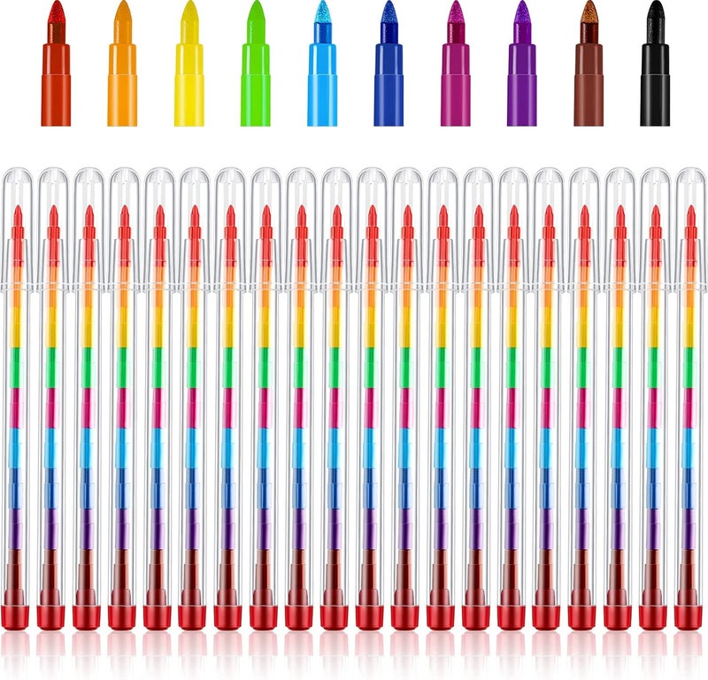 Outus 30 Pcs Stackable Pencils Bulk Colored Pencils Graduation Gifts End of Year Party Favors DIY Rainbow Pencil for School Office Rainbow Birthday Party, 10 Colors - Image 1