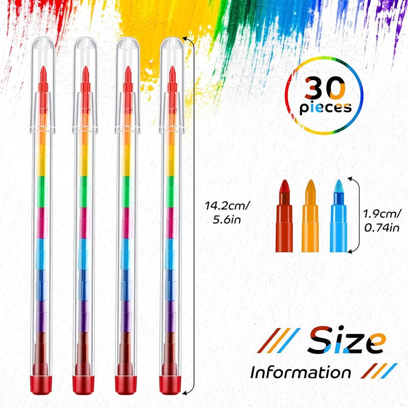 Outus 30 Pcs Stackable Pencils Bulk Colored Pencils Graduation Gifts End of Year Party Favors DIY Rainbow Pencil for School Office Rainbow Birthday Party, 10 Colors - Image 2