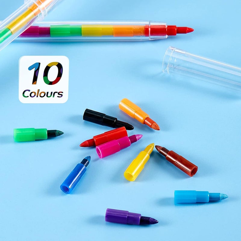 Outus 30 Pcs Stackable Pencils Bulk Colored Pencils Graduation Gifts End of Year Party Favors DIY Rainbow Pencil for School Office Rainbow Birthday Party, 10 Colors - Image 4