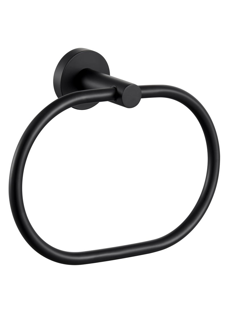 APLusee APLusee Matte Black Towel Ring Stainless Steel Oval Hand Towel Holder for Bathroom Kitchen Wall Mounted 