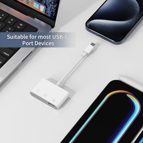Tobfit USB C SD Card Reader for iPhone iPad, SD to USB Type C OTG Adapter, 3 in 1 Camera Card Viewer Reader with SD/Micro SD USB 3 Slots for MacBook/Android Phones, Plug and Play (USB C) - Image 4