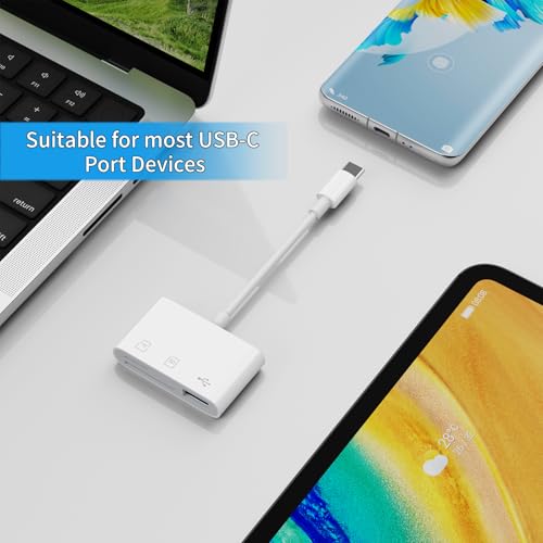 Tobfit USB C SD Card Reader for iPhone iPad, SD to USB Type C OTG Adapter, 3 in 1 Camera Card Viewer Reader with SD/Micro SD USB 3 Slots for MacBook/Android Phones, Plug and Play (USB C) - Image 3